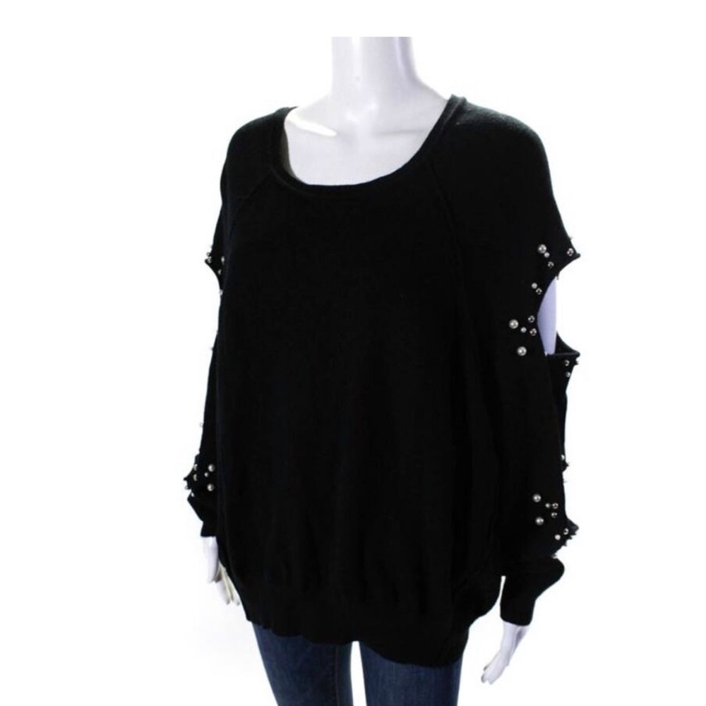 Embellished Black Knit Sweater